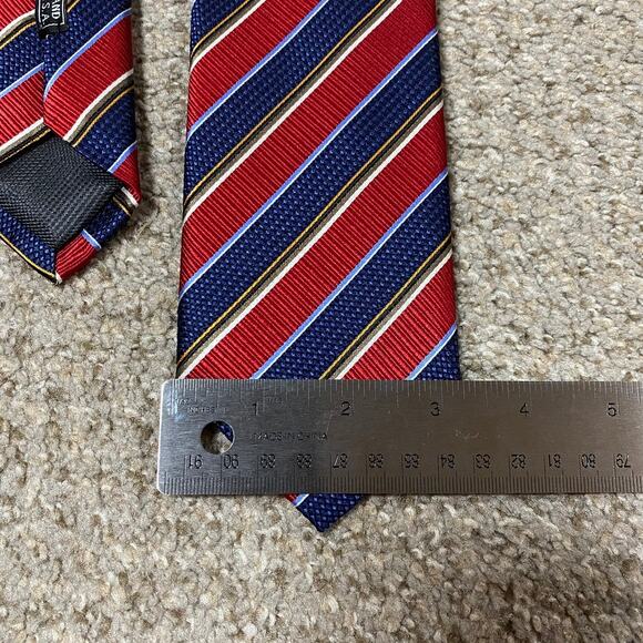 J.Z. Boulder Tie Blue Red Formal Preppy USA Hand Sewn University Stripe Silk - Picture 4 of 4